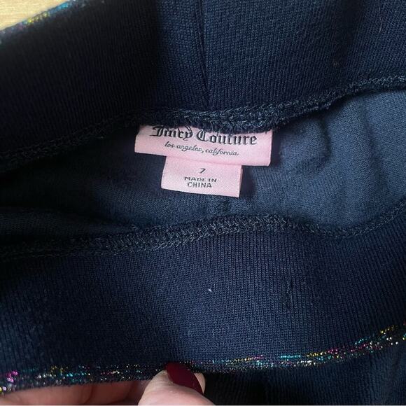 Y2K Juicy Couture Tracksuit Girls S 7 Navy Blue Plush Velour Jacket & Pants - Picture 8 of 9